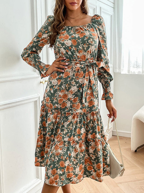 Long -sleeved base fashion dress