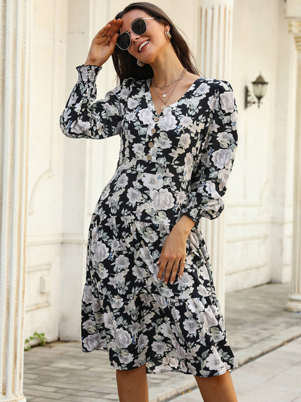 Women's long -sleeved comfortable dress