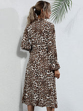 Women’s Mock Neck Leopard Print Long Sleeve Bell Dress