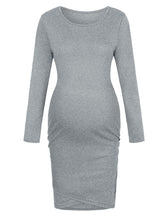 Women’s Pullover Styling Crew Neck Long Sleeves Ruched Sides Maternity Dress