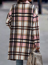 Women’s Button Front Long Sleeve Plaid Long Blazer Coat