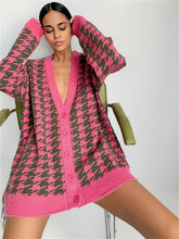 Women’s Knit Print Button Front Long Sleeve V Neck Cardigan