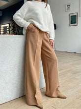 Women’s Wide Leg Solid Color Loose Fit Business Casual Trousers