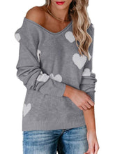 Love Valentine's Day V Neck Knit Pullover Sweater