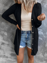 Women’s Solid Color V Neck Long Sleeve Button Front Longline Cardigan