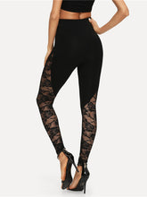 Women’s Solid Color Lace Panel Stirrup Leggings