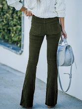 Women's Solid Color Pull On Flared Leg Corduroy Pants