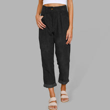 High Waist Lounge Pants Solid Color Corduroy Loose Straight Leg Trousers