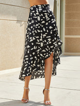 Women's Dot Print Ruffled Asymmetric Skirt