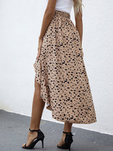 Women's Dot Print Ruffled Asymmetric Skirt