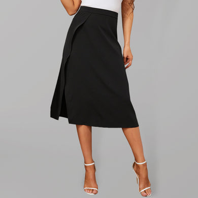 Women's Solid Color Slit A Line Midi Skirt