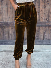 Women's Solid Color Elastic Waistband Velvet Pants