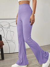 Women's Solid Color High Waist Flare Knit Pants