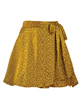 Women's Solid Color Satin Wrap Mini Skirt