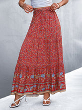 Casual holiday high waist floral long skirt