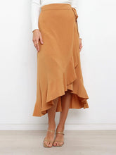 One Piece Tie Long Skirt Irregular Cover Hip Solid Color Skirt