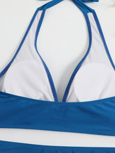 Swimsuit Women's Split High Waist Boxer Ties Printed Solid Color Stitching Bikini