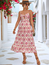 Women's Floral Keyhole Midi Dress