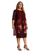 Plus size elegant temperament women's knitted lace cape dress