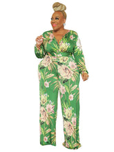 Large size fresh and sweet women's jumpsuit with belt