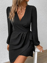 Women's Black Elegant Jacquard Long Sleeve Dress