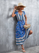 Women's Short Sleeves V-neck Long Bohemian Maxi Dress