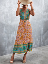 Women's Short Sleeves V-neck Long Bohemian Maxi Dress