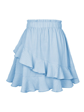 Women's Irregular solid color ruffle skirt