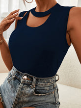 Women's Solid Color Sneak Peek Cutout Tank Top