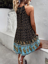 Women's Bohemian Print Sleeveless Halter Neck Mini Dress