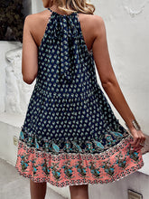 Women's Bohemian Print Sleeveless Halter Neck Mini Dress