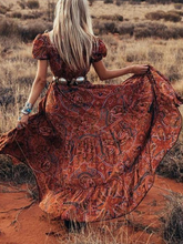 Women's Sexy Printed V-Neck Short Sleeve Bohemian Resort Dress