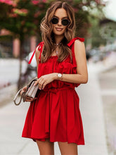 Women's Solid Color Honey Tie Shoulder Mini Dress