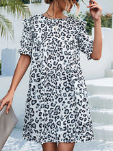 Women's Puff Sleeve Ruffle Leopard Mini Dress