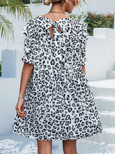 Women's Puff Sleeve Ruffle Leopard Mini Dress