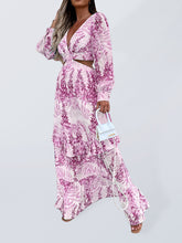Women's Floral Print Cutout Long Sleeve Maxi Dress