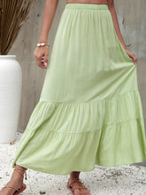 Women's Solid Color Tiered Maxi Skirt