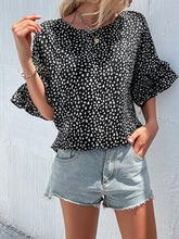 Women's Ruffle-sleeve Leopard-print Blouse