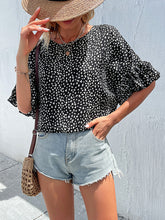 Women's Ruffle-sleeve Leopard-print Blouse
