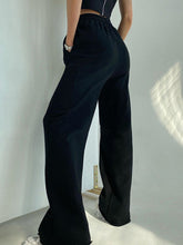 Women's Solid Color Tie High-waist Wide-leg Sweatpants