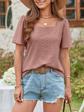 Square collar T-shirt hole hollow short-sleeved casual top