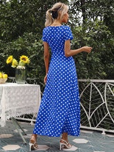 Women's Polka-dot Short Sleeve Chiffon Wrap Maxidress