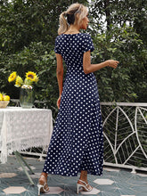 Women's Polka-dot Short Sleeve Chiffon Wrap Maxidress