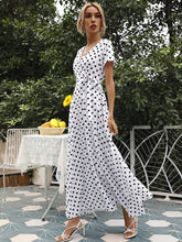 Women's Polka-dot Short Sleeve Chiffon Wrap Maxidress