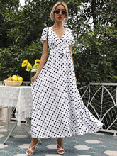 Women's Polka-dot Short Sleeve Chiffon Wrap Maxidress