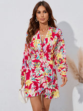 Women's Floral Wrap V-neck Fit And Flare Dress