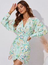 Women's Floral Wrap V-neck Fit And Flare Dress