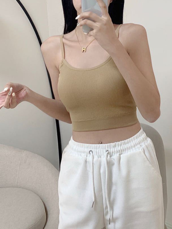 Women's Solid Color Intimately Ribbed Crew-neck Crop Top