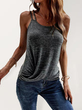 Women's Solid Color Two Straps Twist Front Tank Top