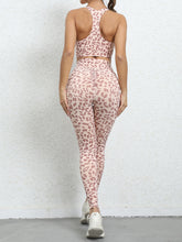 Leopard print beautiful back tight sports suit peach hip lifting high waist fitness clothes